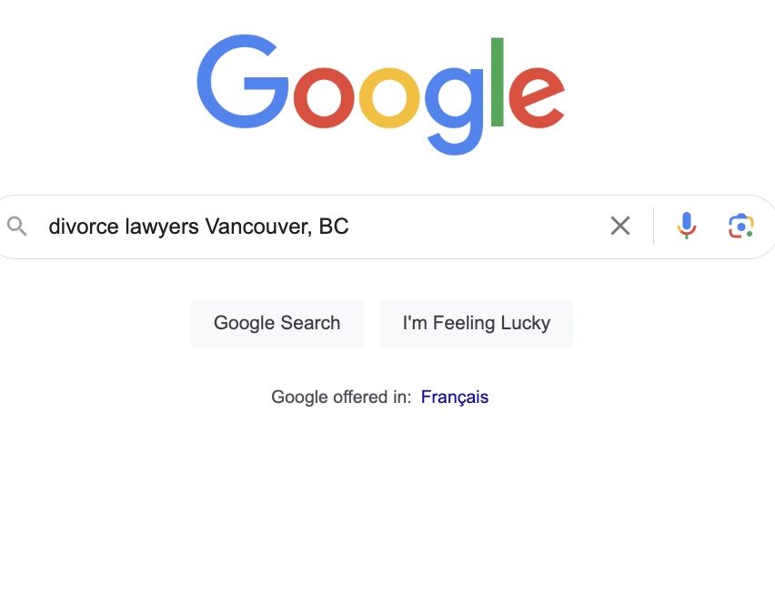 Searching on Google for divorce lawyer near me